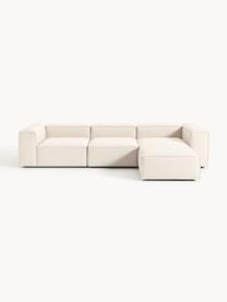 Modulares Sofa Lennon (4-Sitzer) aus Leinen-Mix mit Hocker, Bezug: 50 % Viskose, 25 % Leinen, Gestell: Fichtenholz, Sperrholz, m, Füße: Kunststoff Dieses Produkt, Leinen-Mix Beige, B 329 x T 207 cm