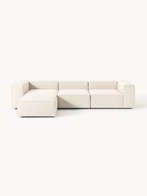 Modulares Sofa Lennon (4-Sitzer) aus Leinen-Mix mit Hocker (links/rechts), Bezug: 50 % Viskose, 25 % Leinen, Gestell: Fichtenholz, Sperrholz, m, Füße: Kunststoff Dieses Produkt, Leinen-Mix Beige, B 329 x T 207 cm