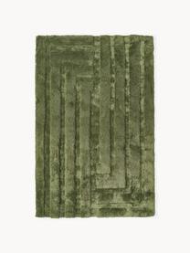 Tapis moelleux à poils longs texturé Genève, Vert foncé, larg. 80 x long. 150 cm (taille XS)