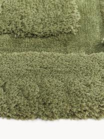 Alfombra de pelo largo texturizada Genève, Parte superior: microfibra (100% poliéste, Reverso: 55% poliéster, 45% algodó, Verde oscuro, An 80 x L 150 cm (Tamaño XS)