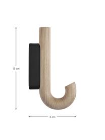 Hak ścienny z drewna dębowego Umbrella, różne rozmiary, Drewno dębowe, czarny, S 13 x W 19 cm
