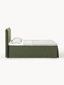 Boxspringbett Viola, Bezug: 54 % Polyester, 36 % Visk, Matratze: 7-Zonen-Taschenfederkern, Füße: Birkenholz Dieses Produkt, Webstoff Dunkelgrün, B 140 x L 200 cm, Härtegrad H2