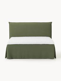 Letto boxspring Viola, Rivestimento: 54% poliestere, 36% visco, Materasso: nucleo di molle insacchet, Piedini: legno di betulla Questo p, Tessuto verde scuro, Larg. 140 x Lung. 200 cm, grado di durezza H2