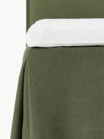 Boxspringbett Viola, Bezug: 54 % Polyester, 36 % Visk, Matratze: 7-Zonen-Taschenfederkern, Füße: Birkenholz Dieses Produkt, Webstoff Dunkelgrün, B 140 x L 200 cm, Härtegrad H2