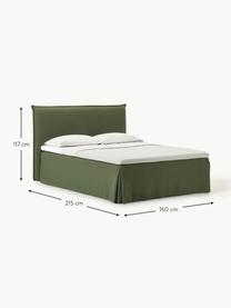 Letto boxspring Viola, Rivestimento: 54% poliestere, 36% visco, Materasso: nucleo di molle insacchet, Piedini: legno di betulla Questo p, Tessuto verde scuro, Larg. 140 x Lung. 200 cm, grado di durezza H2