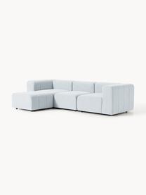 Modulares Bouclé-Sofa Lena (4-Sitzer) mit Hocker, Bezug: Bouclé (93 % Polyester, 6, Gestell: Buchenholz, Spanplatte, H, Bouclé Hellblau, B 287 x T 181 cm