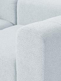 Modulares Bouclé-Sofa Lena (4-Sitzer) mit Hocker, Bezug: Bouclé (93 % Polyester, 6, Gestell: Buchenholz, Spanplatte, H, Füße: Kunststoff, Bouclé Hellblau, B 287 x T 181 cm