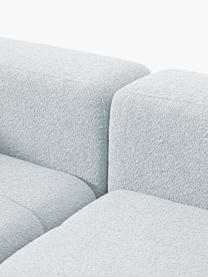 Modulares Bouclé-Sofa Lena (4-Sitzer) mit Hocker, Bezug: Bouclé (93 % Polyester, 6, Gestell: Buchenholz, Spanplatte, H, Füße: Kunststoff, Bouclé Hellblau, B 287 x T 181 cm