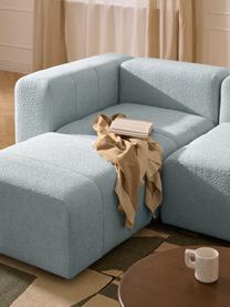 Modulares Bouclé-Sofa Lena (4-Sitzer) mit Hocker, Bezug: Bouclé (93 % Polyester, 6, Gestell: Buchenholz, Spanplatte, H, Bouclé Hellblau, B 287 x T 181 cm