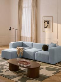 Modulares Bouclé-Sofa Lena (4-Sitzer) mit Hocker (links/rechts), Bezug: Bouclé (93 % Polyester, 6, Gestell: Buchenholz, Spanplatte, H, Bouclé Hellblau, B 287 x T 181 cm