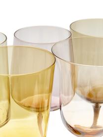 Mondgeblazen wijnglazen Diseguale in verschillende kleuren en vormen, set van 6, Mondgeblazen glas, Geeltinten, bruintinten, Ø 7 x H 24 cm, 250 ml