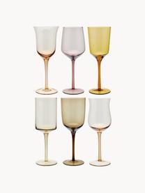 Verres à vin soufflés bouche Diseguale, 6 élém., Verre, soufflé bouche, Multicolore, transparent, Ø 7 x haut. 24 cm, 250 ml