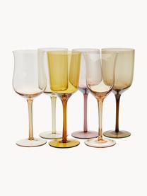 Copas de vino de vidrio soplado artesanlamente Desiguale, 6 uds., Vidrio soplado artesanalmente, Multicolor transparente, Ø 7 x Al 24 cm, 250 ml