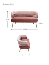 Samt-Sofa Sandwich (2-Sitzer) im Retro-Design, Bezug: Polyestersamt, Füße: Metall, pulverbeschichtet, Samt Rosatöne, B 125 x T 64 cm