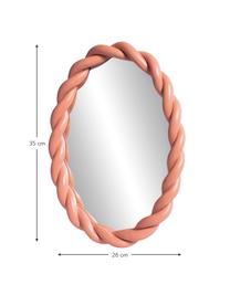 Specchio ovale da parete con cornice rosa Braid, Cornice: poliresina, Superficie dello specchio: lastra di vetro, Rosa cipria, Larg. 26 x Alt. 35 cm