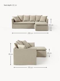 Sofa narożna Mila (3-osobowa), Tapicerka: 100% poliester Dzięki tka, Stelaż: drewno sosnowe, płyta pil, Ciemnoszara tkanina, S 230 x W 85 cm, prawostronna