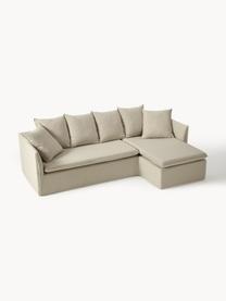 Sofa narożna Mila (3-osobowa), Tapicerka: 100% poliester Dzięki tka, Stelaż: drewno sosnowe, płyta pil, Ciemnoszara tkanina, S 230 x W 85 cm, prawostronna