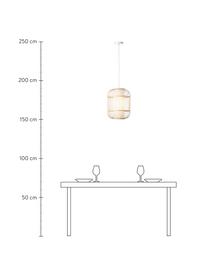 Lampada a sospensione in bambù Bones, Paralume: bambù, Baldacchino: metallo rivestito, Marrone chiaro, bianco, Ø 30 x Alt. 40 cm