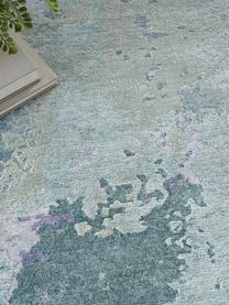 Ręcznie tkany dywan z wiskozy Silk Shadows, 75% wiskoza, 25% wełna nowozelandzka, Odcienie zielonego, odcienie niebieskiego, lila, S 60 x D 90 cm (Rozmiar XS)