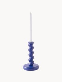 Ręcznie wykonany świecznik z metalu Twister, Metal powlekany, Ciemny niebieski, Ø 14 x W 24 cm