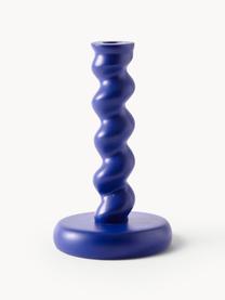 Ručně vyrobený kovový svícen Twister, Potažený kov, Tmavě modrá, Ø 14 cm, V 24 cm