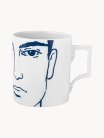 Handgefertigte Tasse Adam aus Porzellan, Porzellan, Weiß, Dunkelblau, Ø 8 x H 9 cm, 250 ml