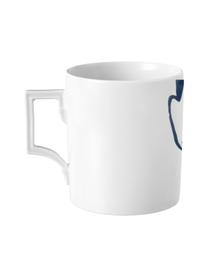 Handgefertigte Tasse Adam aus Porzellan, Porzellan, Weiß, Dunkelblau, Ø 8 x H 9 cm, 250 ml