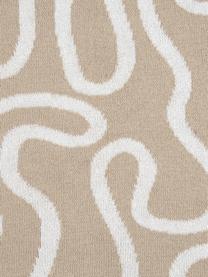Fijn gebreide dubbelzijdige plaid Amina met abstract lijnpatroon, Katoen, Beige/wit, 150 x 200 cm