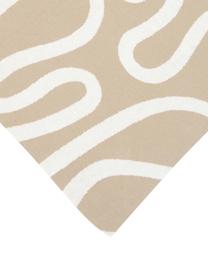 Feinstrick-Wendeplaid Amina mit abstraktem Linienmuster, 100% Baumwolle, Beige/ Weiss, 150 x 200 cm