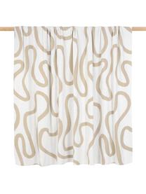 Feinstrick-Wendeplaid Amina mit abstraktem Linienmuster, 100% Baumwolle, Beige/ Weiß, 150 x 200 cm