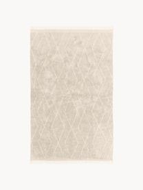 Alfombra artesanal de algodón con flecos Bina, Beige, An 80 x L 150 cm (Tamaño XS)