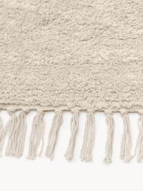 Tappeto in cotone fatto a mano con motivo a rombi e frange Bina, Beige, Larg. 80 x Lung. 150 cm (taglia XS)