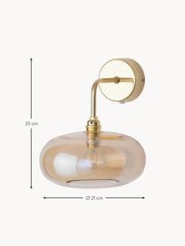 Aplique LED Horizon, Pantalla: vidrio tintado, Estructura: metal recubierto, Beige, dorado, An 21 x L 24 cm