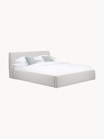 Cama tapizada Cloud, con espacio de almacenamiento, Tapizado: tejido finamente texturiz, Estructura: madera de pino maciza con, Tejido gris claro, An 160 x L 200 cm