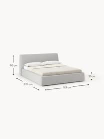 Cama tapizada Cloud, con espacio de almacenamiento, Tapizado: tejido finamente texturiz, Estructura: madera de pino maciza y m, Patas: madera pintada Este produ, Tejido gris claro, An 160 x L 200 cm