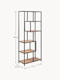 Estantería alta Seaford, Estantes: tablero de fibras de dens, Estructura: metal con pintura en polv, Beige en aspecto madera, negro, An 77 x Al 185 cm