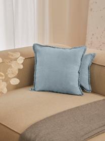 Housse de coussin lin bleu ciel Lanya, 100 % pur lin, Bleu ciel, larg. 40 x long. 40 cm