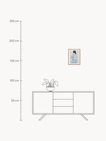 Stampa digitale incorniciata Intuition, Immagine: cartoncino pressato duro, Cornice: legno di quercia, Grigio chiaro, azzurro, nero, bianco latte, Larg. 30 x Alt. 40 cm