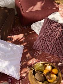 Handgefertigtes Leinen-Bodenkissen Saffron in Rostrot, Bezug: 100% Leinen, Unterseite: Baumwolle, Rostrot, 50 x 25 cm