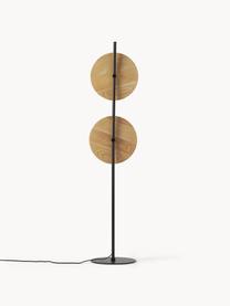 Lámpara de pie orientable de madera de fresno Zadie, Estructura: metal con pintura en polv, Cable: plástico, Madera de fresno, negro, Al 145 cm