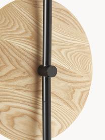 Lámpara de pie orientable de madera de fresno Zadie, Estructura: metal con pintura en polv, Cable: plástico, Negro, madera de fresno, Ø 9 x Al 145 cm
