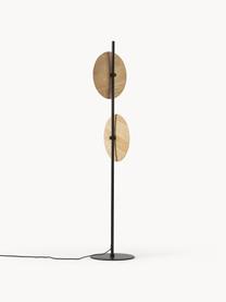 Verstelbare vloerlamp Zadie van essenhout, Decoratie: 100% essenhout, Essenhout, zwart, H 145cm