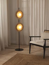 Verstelbare vloerlamp Zadie van essenhout, Decoratie: 100% essenhout, Essenhout, zwart, H 145cm