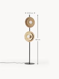 Verstelbare vloerlamp Zadie van essenhout, Decoratie: 100% essenhout, Essenhout, zwart, H 145cm