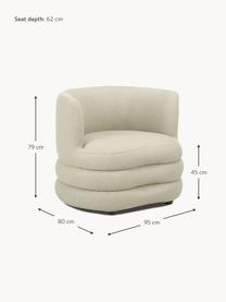 Design bouclé fauteuil Solomon, Bekleding: 100% polyester Met 35.000, Frame: massief sparrenhout, berk, Poten: kunststof Dit product is , Bouclé saliegroen, B 95 x D 80 cm