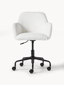 Chaise de bureau en tissu bouclé Lucie, Tissu bouclé blanc, noir, larg. 57 x prof. 57 cm