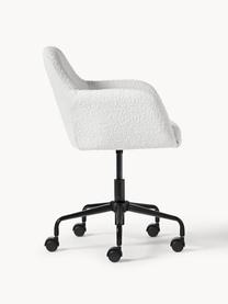 Silla de escritorio en tejido bouclé Lucie, Patas: metal con pintura en polv, Estructura: madera contrachapada, Ruedas: plástico Este producto es, Bouclé blanco, negro, An 57 x F 57 cm