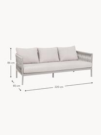 Sofa ogrodowa Florencja (3-osobowa), Tapicerka: 100% polipropylen, Stelaż: aluminium malowane proszk, Jasnobeżowa tkanina, jasny szary, S 220 x G 85 cm