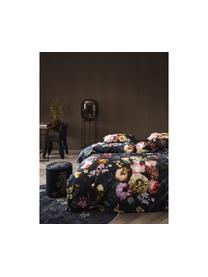 Flanell-Bettwäsche Fleurel mit Blumen-Muster, Webart: Flanell Fadendichte 144 T, Dunkelblau, Mehrfarbig, 155 x 220 cm + 1 Kissen 80 x 80 cm