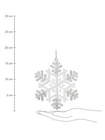 Adornos navideños Snowflakes, 4 uds., Acrílico, Transparente, plateado, Ø 14 cm